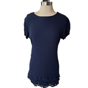 Lulus Sheath Dress Womens Knee Length Short Sleeve Lightweight Blue Large